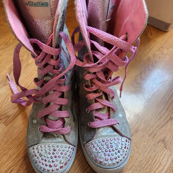 Skechers 'Twinkle Toes' Tall Hi-top Kids Sneakers - Picture 3 of 7